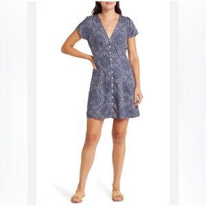 Madewell Button-Front Navy Bandana Print Dress